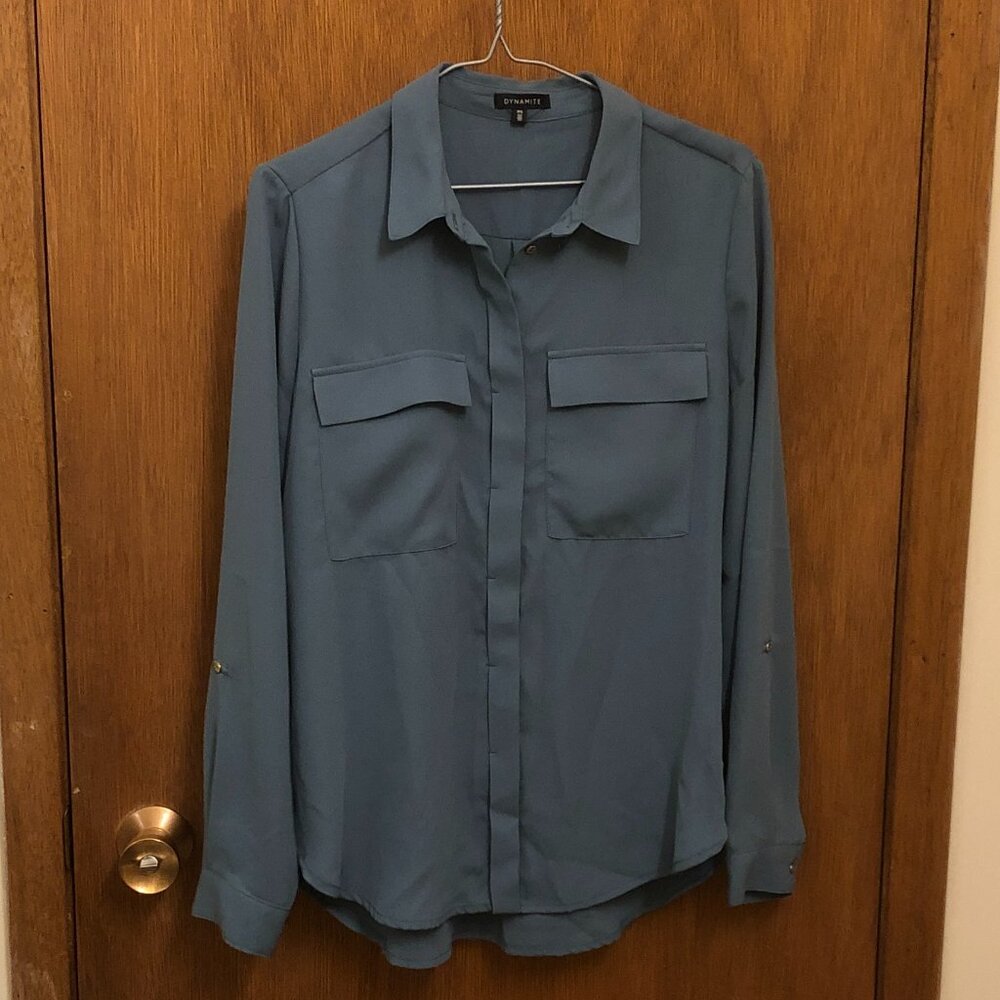 Dynamite - teal button down blouse - Size Small